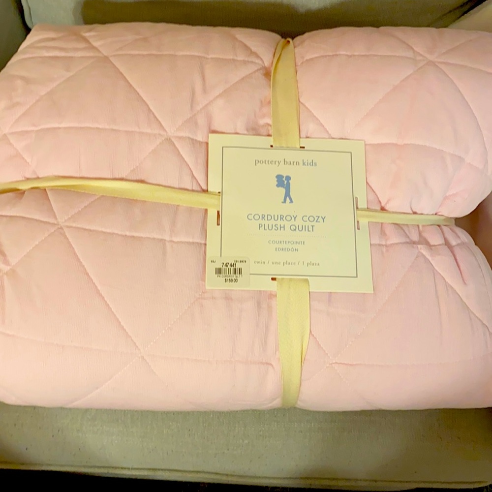 Pottery Barn Kids Corduroy Cozy Plush Quilt Pink
